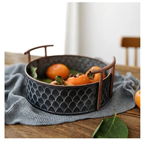 Bols à Fruits Antique rétro Rond Fer Panier avec poignée Vintage métal Fruits Pain Plateau Plaque décoration de la Maison Table Photographie Fruit Basket
