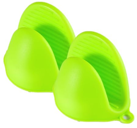 TopHomer 1 Pair Silicone Oven Mitts, Mini Thicken Kitchen Work Gloves Heat Resistant Pinch Cover for Cooking, Baking and Grilling - Green