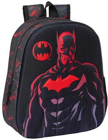 Safta BATMAN - Mochila Escolar, con Diseño 3D, Adaptable a Carro, Ideal para Niños de Diferentes Edades, Cómoda y Versátil, Calidad y Resistencia, 27x10x33 cm, Color Negro