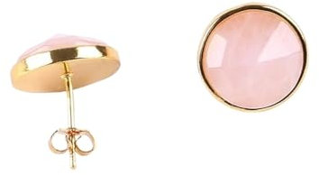 Orecchini A Lobo Con Pietre Preziose Naturali - Orecchino A Goccia Rotondo In Cristallo Rosa Sfaccettato Con Quarzo Rosa,Gioielli Di Tendenza Per Le Donne,Rosa