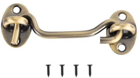 sourcing map 4 Inch Hook and Eye Latch, Barn Door Lock Privacy Hardware Stainless Steel Gate Lock for Window Cabin Hooks Sliding Door Bedroom Bathroom, Bronze