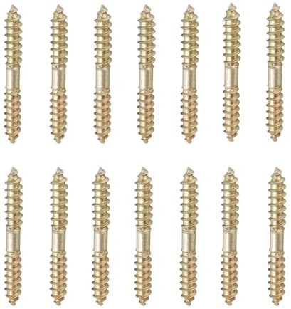 48 Pcs Double Ended Screw, Dowel Screws, Hanger Bolts, Newel Post Fixing Kit, 5x40mm Hanger Bolts, Double Ended Dowel Screw, Woodworking Furniture Connector Rods Bars Studs, for Wood Connecting