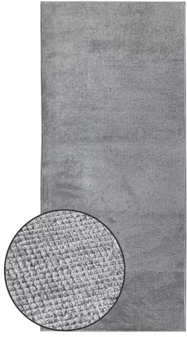 KARAT Premium Teppichläufer gewebt - 80 x 300 cm, Silber - Flauschiger Baumwoll Teppich - Läufer für Küche, Flur & Wohnraum - Flurläufer Küchenläufer Flurteppich (Azade)