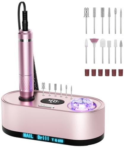 JOSGLOI Professional Electric Nail Drill - 40000RPM Electric Nail File Kit, Efile Nail Buffer Machine with LCD Display for Acrylic Gel Nails, Manicure and Pedicure, Polisher