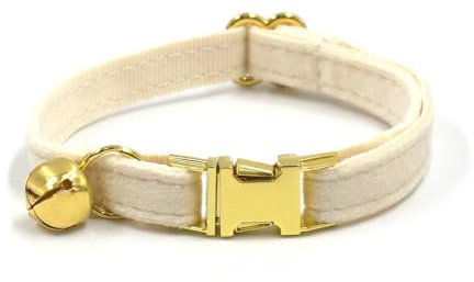 Personalisiertes Katzenhalsband mit Namensschild, verstellbares Samt Katzenhalsband mit Glocke, Haustier Halsband mit Name Telefonnummer Gravierte ID Tags (Camel)