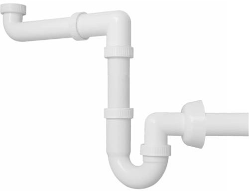 4395023 Schläfer | Siphon universel 11/4 pour éviers - sortie diam40mm, set de siphons en plastique S, drain d?évier autonettoyant peu encombrant 1 cuve Évier à raccordement unique