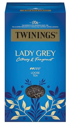 Twinings LADY GREY Schwarzer Tee lose in der Tee-Packung - Schwarztee als Mischung chinesischer Teesorten mit Orangen- & Zitronenschale, vollendet mit Bergamotte-Aroma (200g)