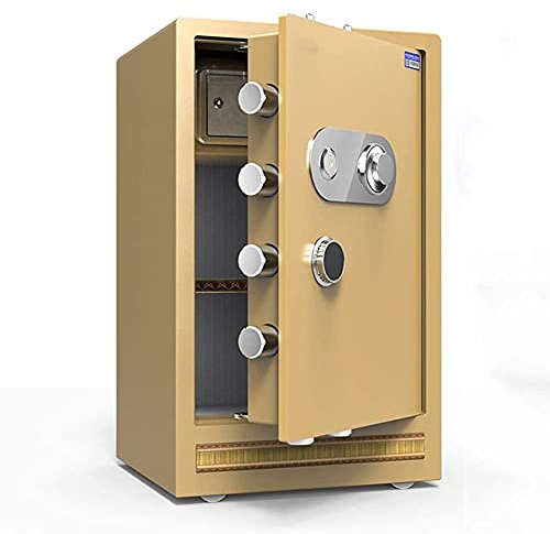 ISCBAFYX Tresor, feuerfest, wasserdicht, Tresor, Tresor, Tresor, Schrank, Tresor, Tresor, Stahl, feuerfest, für den Haushalt, groß, 80 cm, Wand (Gold) (Gold)