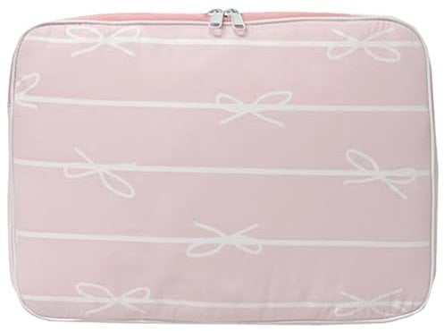 CHAMAIR Puffy Laptop Sleeve - 13 Inch Cute Laptop Case Bow Quilted Notebook Cover Aesthetic Macbook Case Carrying Laptop Bag 12'' 13'' (Pink 13in)
