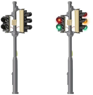 Evemodel 2 Stück Spur H0 1:87 Modell Recht Verkehrsampel Fußgängerampel und LEDs Lampe Fahrzeug