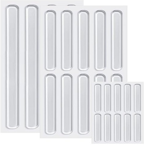22 Parachoques para Muebles, Protectores de Silicona Transparentes para Puertas de gabinetes, Protectores Adhesivos para gabinetes, Tiras de 6,3 cm, 15 cm y 3,5 cm para Muebles y Puertas
