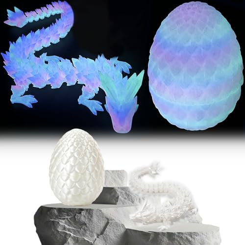 Yueser Œuf de Dragon Imprimé 3D, Figurines de Dragon en Cristal Mystérieux Œuf de Dragon avec Dragon à l'Intérieur Œuf de Dragon Articulé Imprimé en 3D Réaliste Décoration pour La Maison et Le Bureau