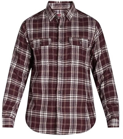 Vasego Men’s Flannel Shirt, Long Sleeve Regular Fit Cotton Lumberjack with Button-Down Pockets – Classic, Soft, and Comfortable Plaid Shirt for Everyday Wear Burgandy
