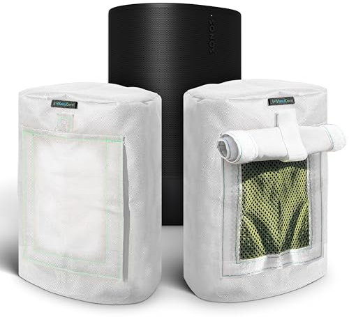 White 600D Weatherproof Speaker Cover Custom Fit for Sonos Move with SoundFlap