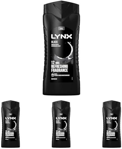 Lynx Black Shower Gel, 500ml (Pack of 4)