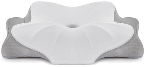 Oreiller Ergonomique Cervical pour Le Cou et Les Épaules, Memoire Forme pour Les Dormeurs sur Le Côté, Le Dos Et Le Ventre, Oreiller Cervical avec Taie d'oreiller, 63x38x9/14cm, Gris Clair