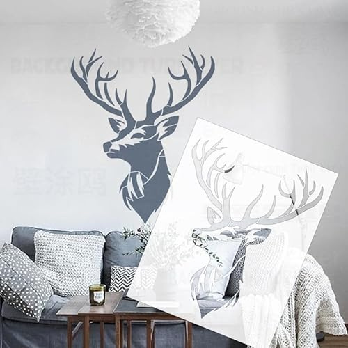 62 cm extra große Hirsch-Silhouetten-Schablone, wiederverwendbar, für Wände, Möbel, DIY, nordische Heimdekoration, Kunst, S566