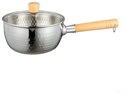 Efficient 304 Olla plana de acero inoxidable para cocina de inducción para preparación rápida de comidas (16 cm con tapa)