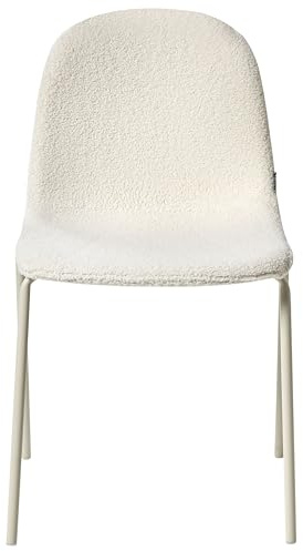 Beliani Set of 2 Conference Chairs Boucle Upholstery Iron Legs Stackable Office Furniture Off-White Loma
