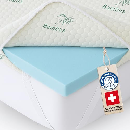 Welldora Komfort Topper 140x200 – weich & druckentlastend, für Harte Matratze, Oeko-TEX, Dermatest „Sehr Gut“, Memory Foam & Bambus, Matratzentopper für Seiten- & Rückenschläfer gegen Druckstellen