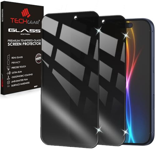 TECHGEAR 2 Pack Anti-Spy Privacy Glass Screen Protectors for iPhone 17 Pro Max (2025/6.9) – 3D Full Coverage Tempered Glass, Anti-Peeping Filter, Face ID Compatible