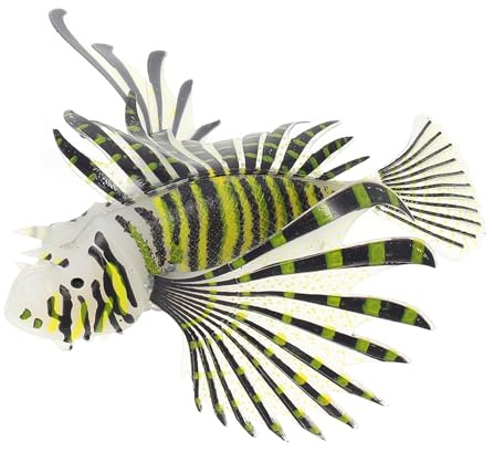 Toyvian Lebensechter Aquarium Silikonfisch Dekoration Realistische Simulation Eines Rotfeuerfisches Schwarze Farbe für Aquarium und Fischbecken Dekor