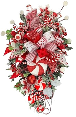 Swag Weihnachtsstock, Weihnachtsdekoration, 50,8 cm, Türkranz, Weihnachtsdekoration für Kirche, Büro, Wohnung, Outdoor, Innen, Wand,