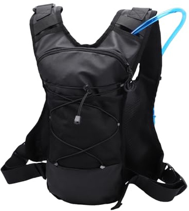 Aomiun Chaleco de Hidratación, Mochila para Correr con Vejiga de Hidratación de 2L, MúLtiples Bolsillos, Ligero, Transpirable, Correa de Pecho Ajustable, para Senderismo, (Negro con Bolsa de Agua de