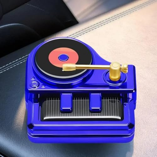 Solarbetriebener rotierender Auto-Lufterfrischer mit Schallplattenspieler-Design, kompatibel mit den meisten Fahrzeugen, inklusive Ersatzduftstücken