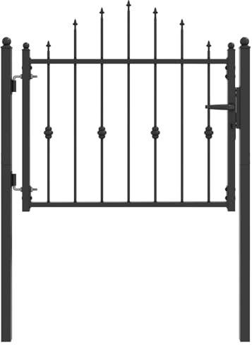 vidaXL Zauntor HORST 100 x 75 cm Metall Schwarz Abschließbar, Gartentor, modernes Metall, stabiler Zaun, wetterfest, schicker Schutz, Eingangsbereich