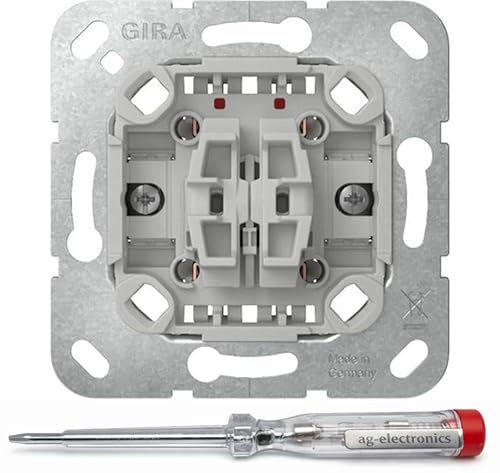ag-electronics Spannungsprüfer 120-250V® + GIRA Wippschalter 310800 Wechselschalter 2fach Einsatz (neue Generation)