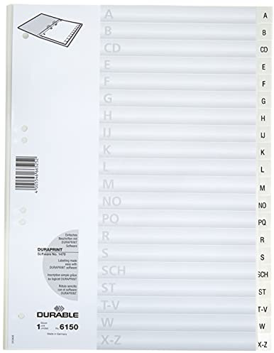 Durable Register A-Z, DIN A4 hoch, 20-teilig, weiß, 615002