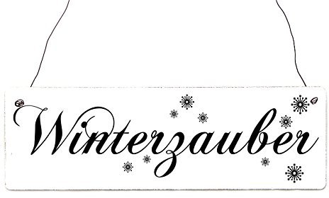 Interluxe Vintage Deko Schild Türschild WINTERZAUBER Shabby Nostalgie Landhaus Holz weiß