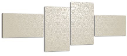 Leinwandbild Barockmuster Beige LW252 Wandbild, Bild auf Leinwand, 4 Teile, 100x45cm, Kunstdruck Canvas, XXL Bilder, Keilrahmenbild, fertig aufgespannt, Bild, Holzrahmen, Barock, Rokoko, Muster,
