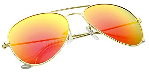 4sold, Unisex sunglasses 70’s Designer Style, Men & Women - Pilot style, metal frame, UV 400 protection lens - Mirrored sunglasses, one size, vibrant lens colors - Fits all