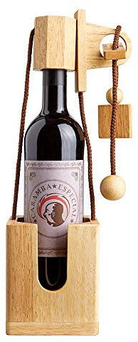 Casa Vivente Puzzle Casse-tête pour Bouteille à vin en Bois Naturel, Emballage Original et Humoristique, Paquet Cadeau