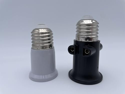 CASQUILLO ADAPTADOR eléctrico de gran tamaño BOMBILLA E27 CON 2 ENCHUFES ELECTRICO TOMA DE CORRIENTE Vaso ladrona a tornillo estándar