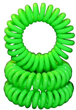 Miya® 3er Set hochwertige Haargummi in hell Grün, elastisch Telefonkabel , mini Kunststoff-Spirale, Telefonhaargummi, Haarschmuck, Armband