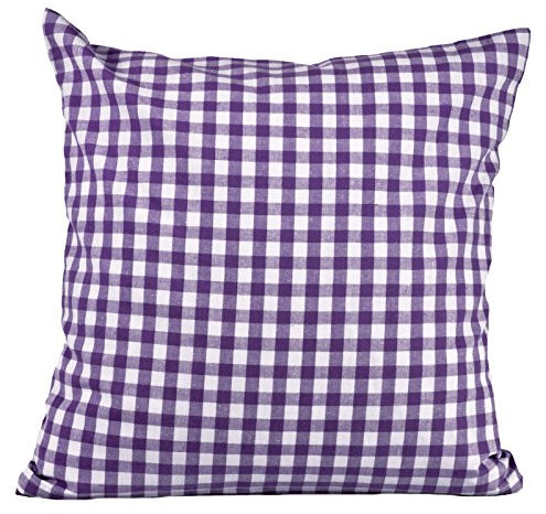 Hans-Textil-Shop Kissenbezug Karo 1x1 cm Reißverschluss - Kissenhülle, Kissen, Sofakissen, Kopfkissen, Dekokissen, Landhaus, Karomuster, Kariert (40x40 cm, Lila)