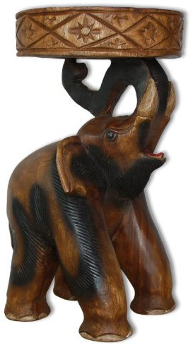 Thaiboo Beistelltisch Elefant Elefantentisch Podest Blumenständer Hocker Wohnzimmer Holztisch (50 cm (Dunkelbraun))