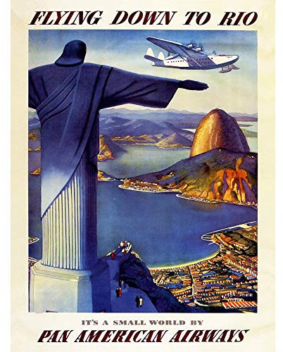 Bumblebeaver TRAVEL Airline Advert Rio Brazil Sugarloaf Christ Plane Art Print Poster Reise Fluggesellschaft Werbung Brasilien Christus Ebene Kunstdruck