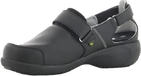 Oxypas Chaussures de Travail en Cuir - Salma - Sabot de Sécurité pour Femmes, Chaussures Antidérapantes et Confortables, idéales pour l'Hôpital et Les Soins, Blanc, 39 EU