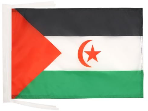 BANDERA de SAHARA OCCIDENTAL 45x30cm - BANDERINA REPÚBLICA ÁRABE SAHARAUI DEMOCRÁTICA 30 x 45 cm cordeles - AZ FLAG