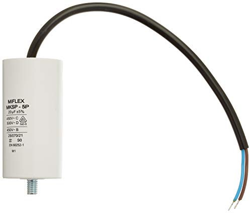 Miflex Condensateur de démarrage Condensateur Moteur 20 µF 450 V 40 x 78 mm câble M8 20 µF
