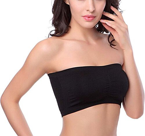 HOEREV BH Tube Top Bandeau Style Abnehmbare Padding BH Nahtlose Stretch, Schwarz - Schwarz, Gr. XX-Large