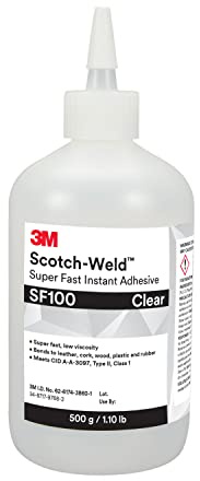 3M Scotch-Weld Super Fast Instant Adhesive SF100, Clear, 500 Gram Bottle, 1/case