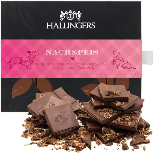 Hallingers Genuss Manufaktur Schokolade Geschenk - Tafel handgeschöpften Edelkakaos ohne Alkohol edler Karton Nachspeis Cappuccino, Geschenkidee für Frauen Männer