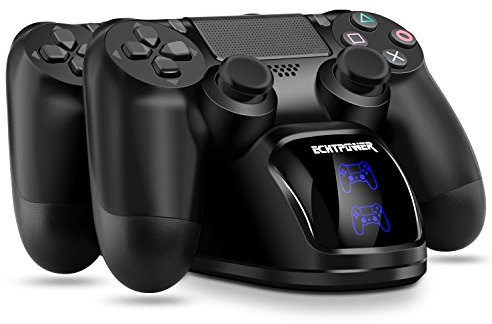 PS4 Controller Ladestation, Playstation 4 Controller Dualshock Ladegerät, PS4 Charger Dock Staion mit LED Anzeige für PS4/PS4 Pro/PS4 Slim (Blau + Orange LED)