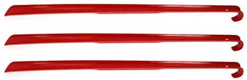 TelMo 3er Set Schuhanzieher, Schuhlöffel Kunststoff ca. 65cm mit Farbauswahl (Rot)