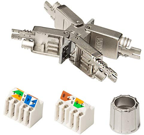 Premium X 10x CAT 6a RJ45 Netzwerkkabel Verlängerung LAN Kabel CAT5, CAT6 und CAT7 Verbindungsstecker Ethernet Installationskabel Verbinder Kupplung Netzwerkstecker Adapter Werkzeuglos